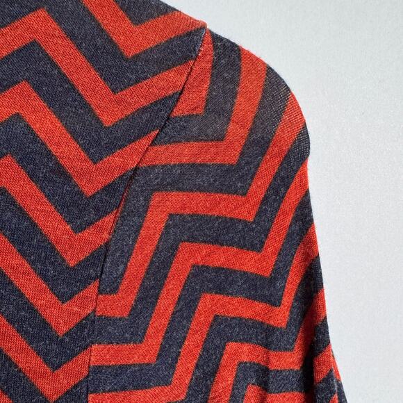 Agnes and Dora Chevron Print Midi Dress Size Extra Small Blue Red Pockets - Picture 8 of 14
